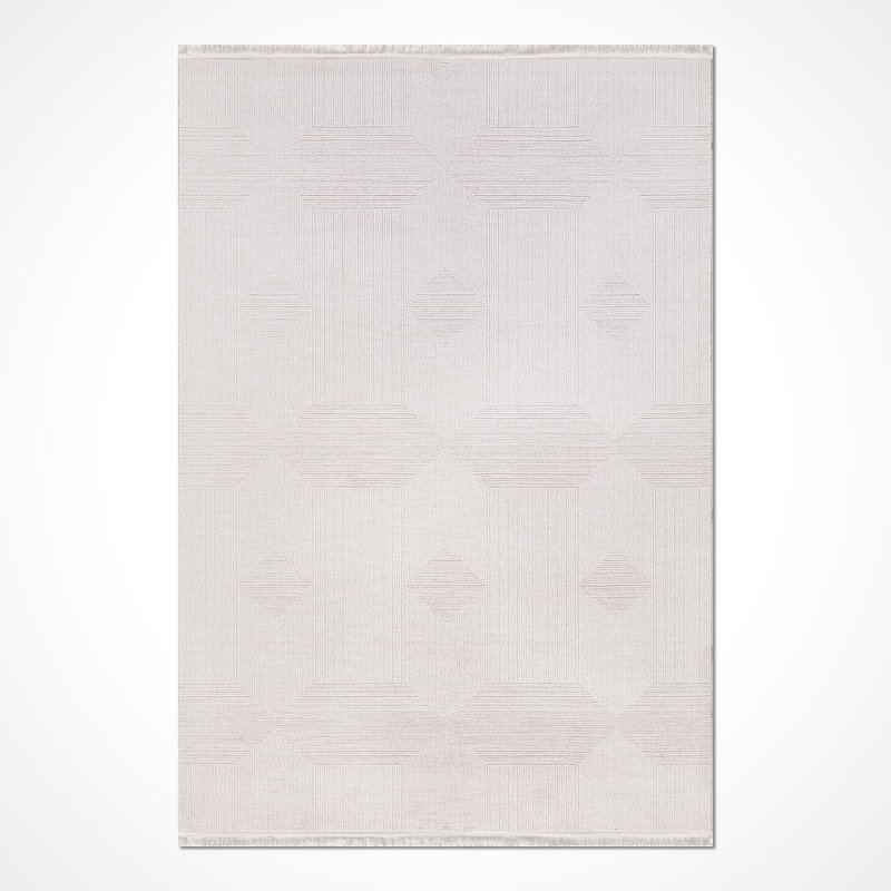 Tapis crème moderne antidérapant lavable à la machine, Rectangle 3 pi 4 po x 5 pi