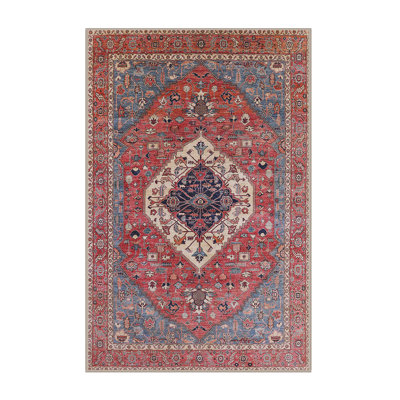 Tapis oriental rouge et bleu