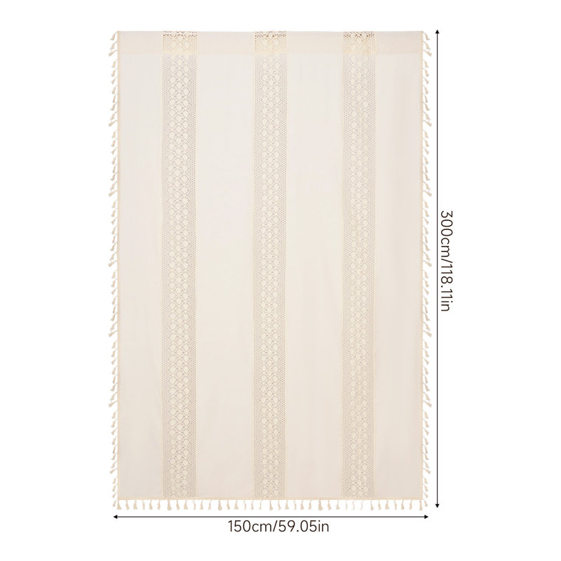 Bohemian Semi-sheer Curtain with Tassels, 150 cm Width x 300 cm Drop