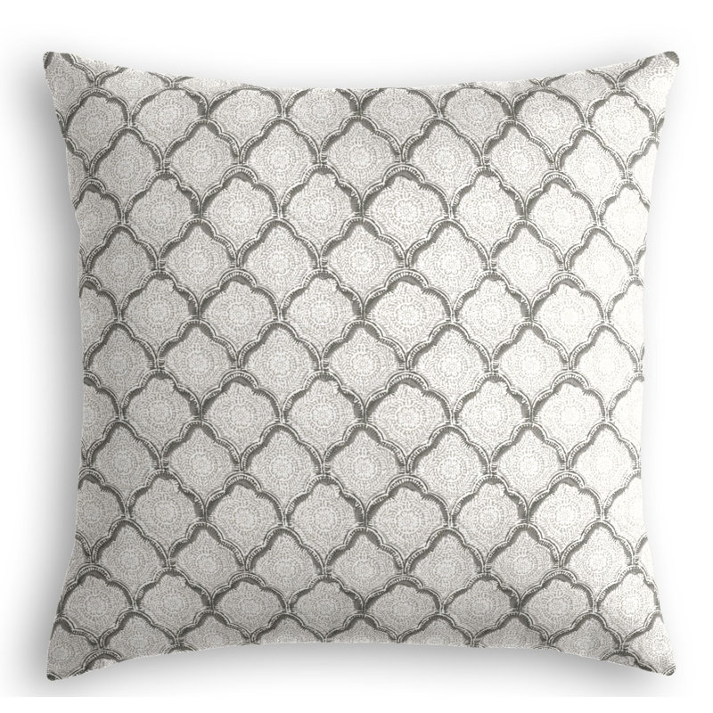 Sanganer Square Pillow Cover & Insert, 24" x 24", Gray