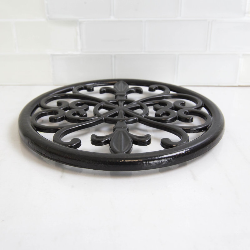 Metal Round 1 Piece Trivet, Black