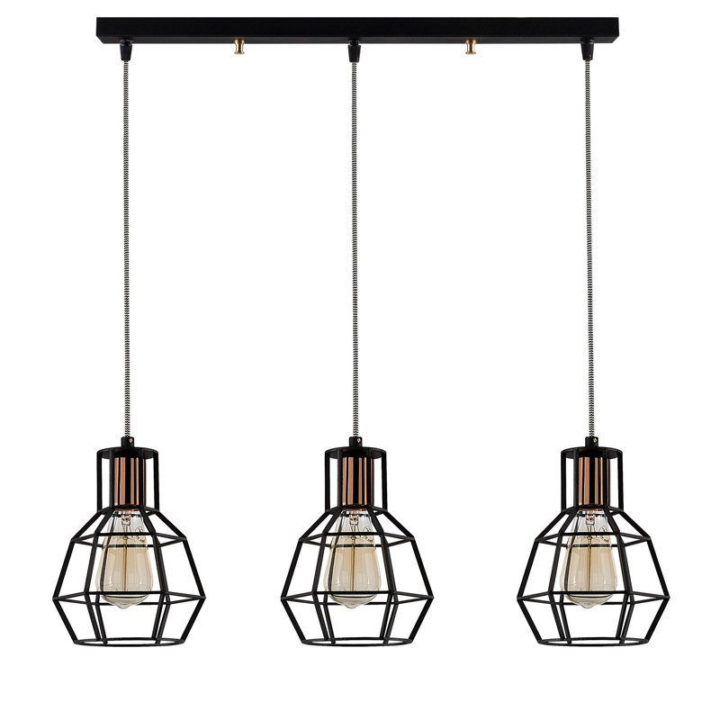 Luminaire suspendu géométrique à 3 lumières pour îlot de cuisine Daventry