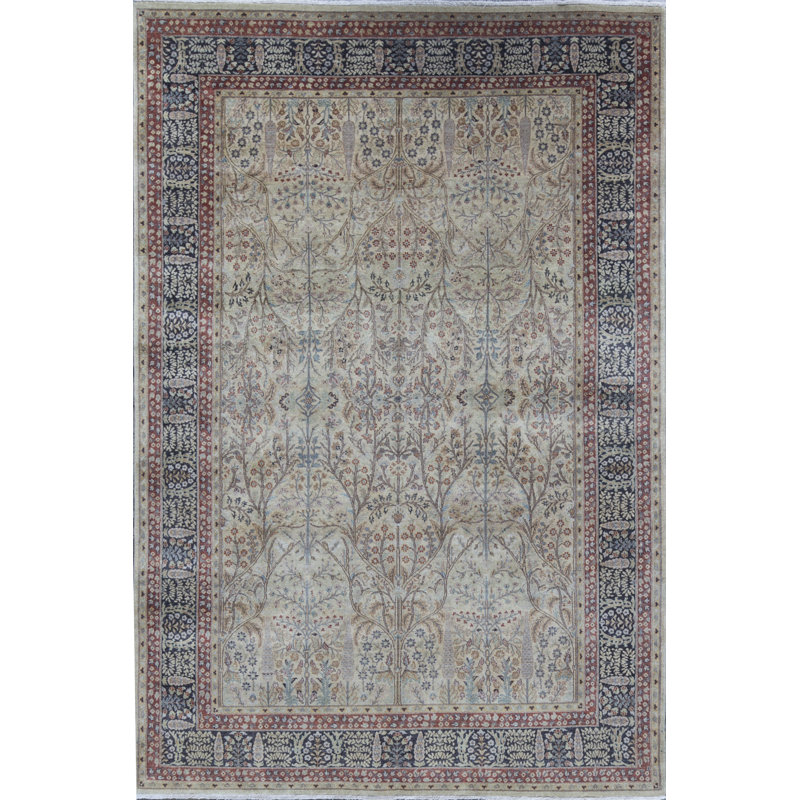 Tapis doré et noir noué à la main de haute qualité