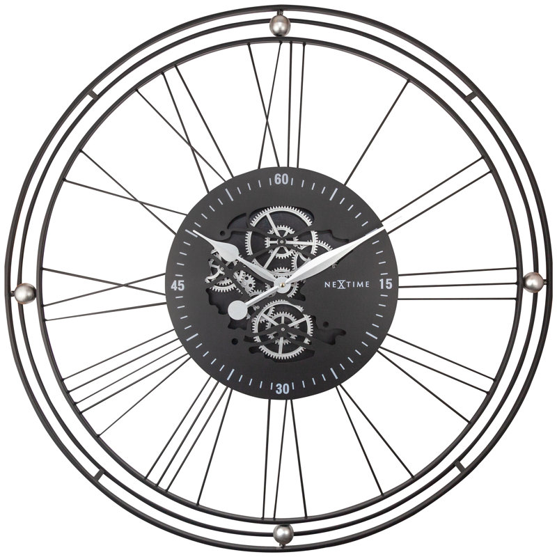 Gear Metal Wall Clock, Black/Silver