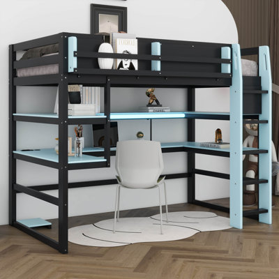 Lit mezzanine en bois Gaming