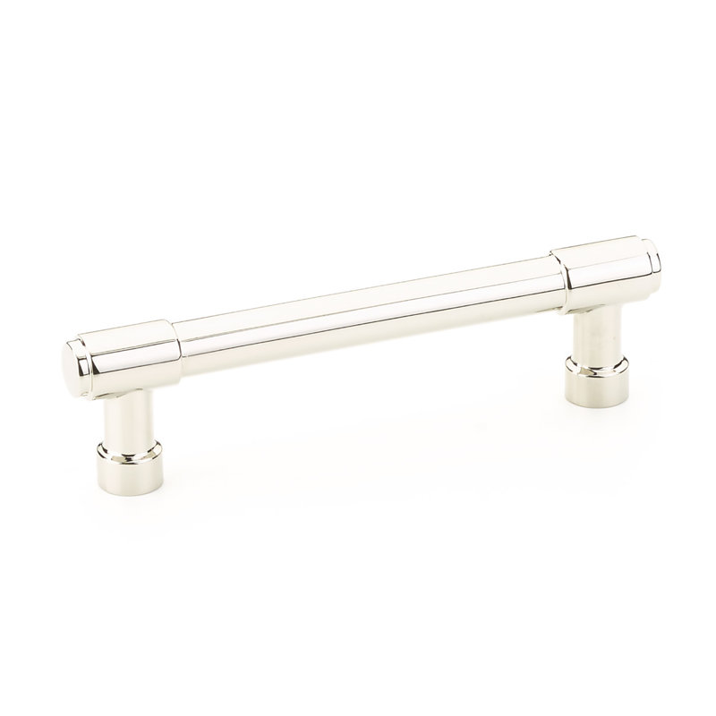 Emtek Jasper Bar Cabinet Pull, Polished Nickel Lifetime, 4" Center To Center