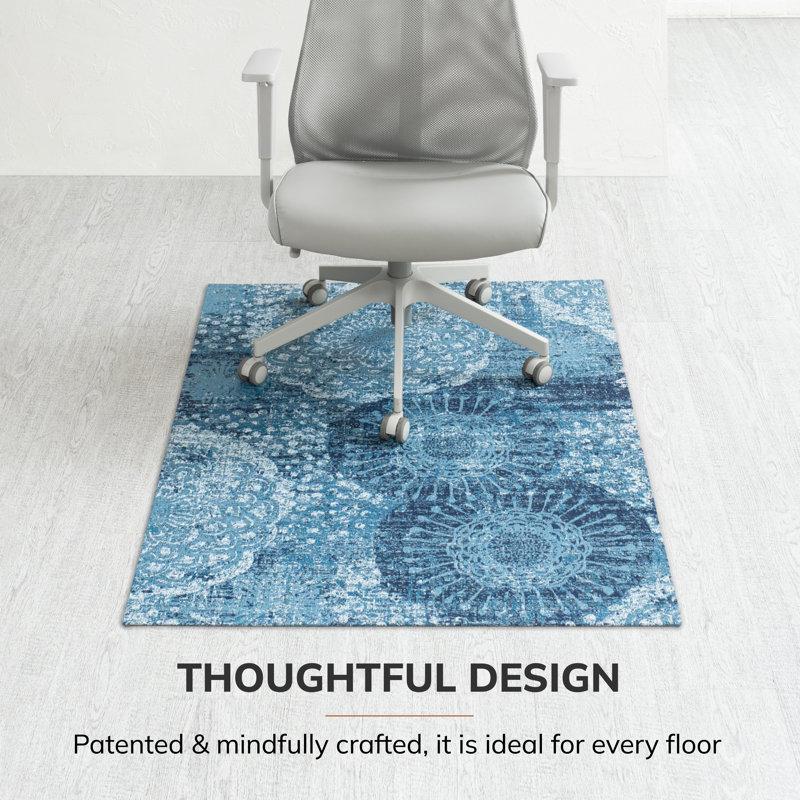 Maldives Blue and Ivory Polyester Chair Mat