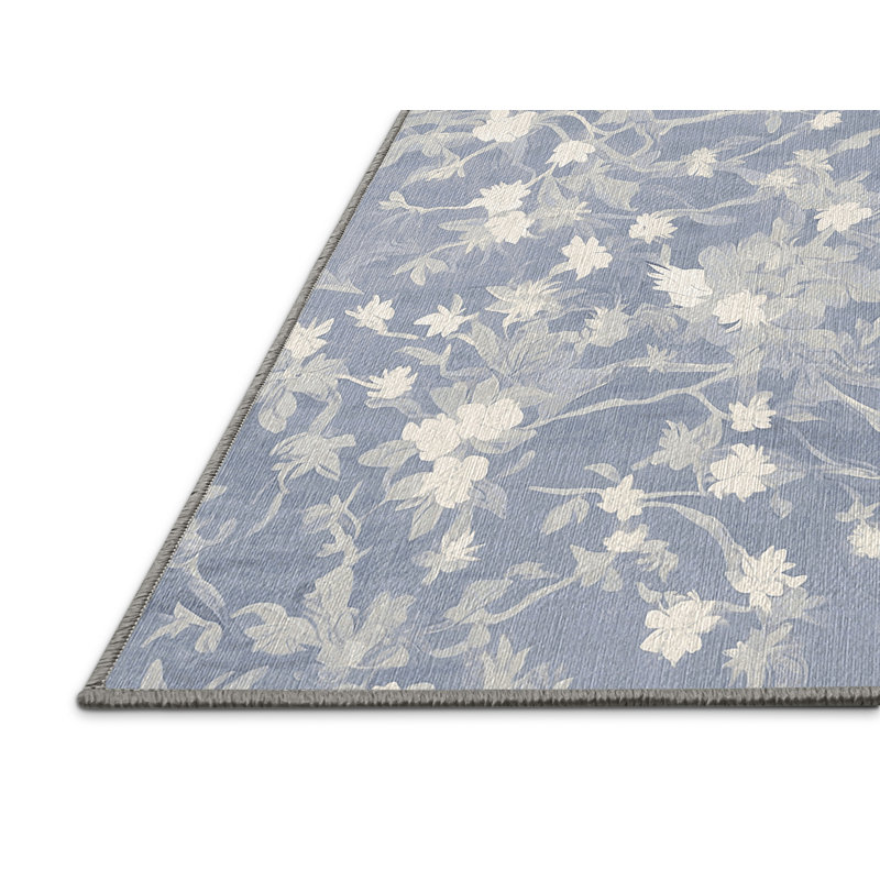 Machine Washable Gray Area Rug, Square 6'