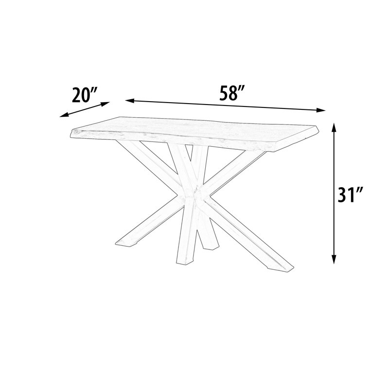Eberhard 58" Natural Live Edge Mango Wood and Steel Console Table