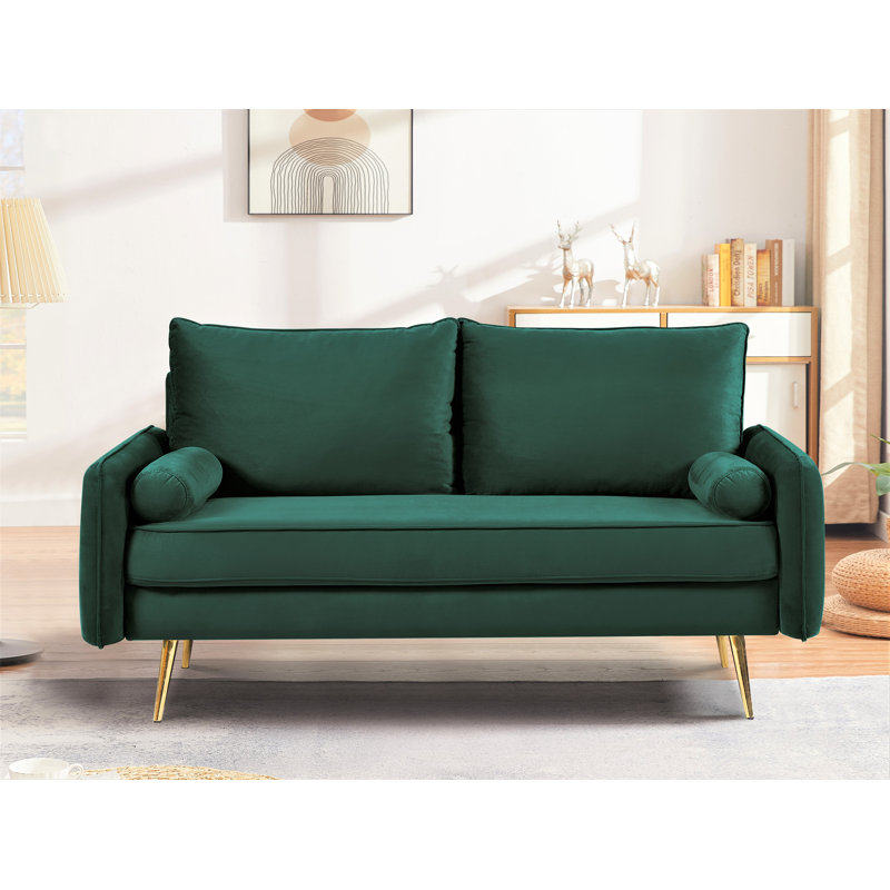 Canapé 2 places en velours Modern, Polyester vert