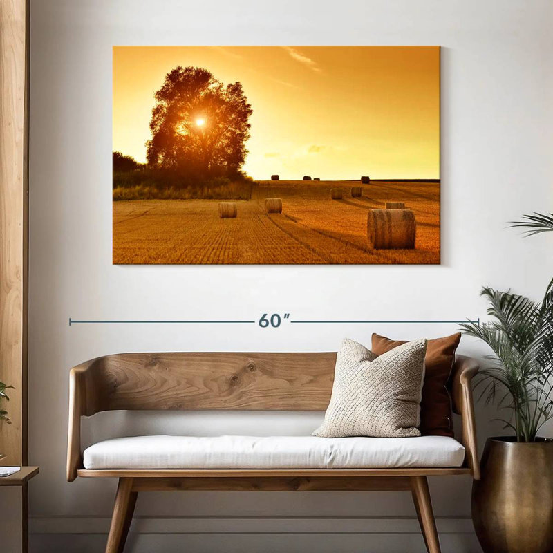 Hay Bales In The Field, 32" H x 48" W