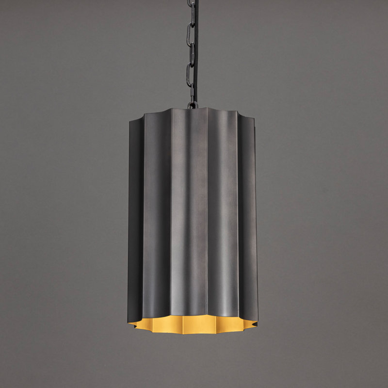 Allegra-Mini Pendant, 21.75" H x 9.25" W x 9.25" D, 60 W, Gunmetal/Gold