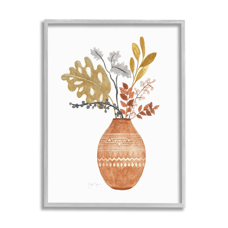 Botanical Plant Still Life Boho, motif aztèque à motif noir, estampe numérique, art texturé par Tava Studios