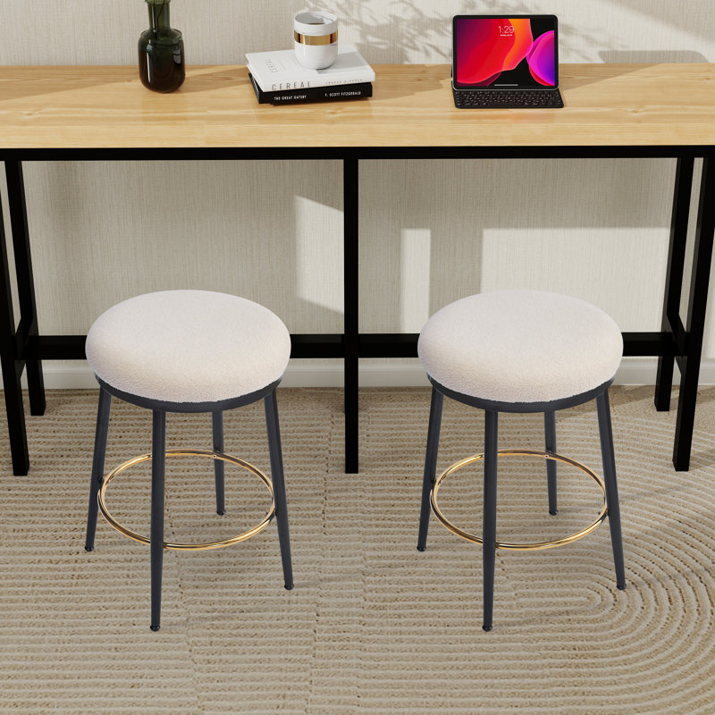 Ensemble de 2 tabourets de comptoir modernes, Blanc