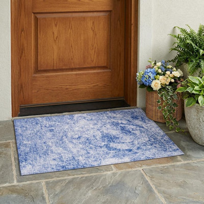 Tapis extérieur lavable antidérapant bleu 2 pi x 3 pi