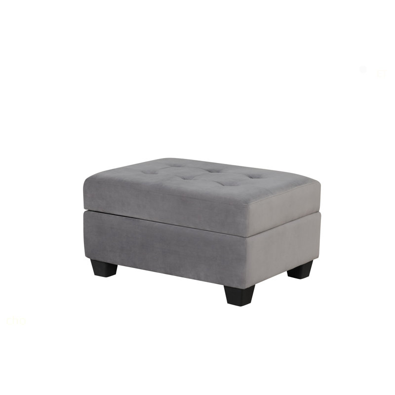 Repose-pieds contemporain avec rangement en velours gris Velvet Upholstery, Gris