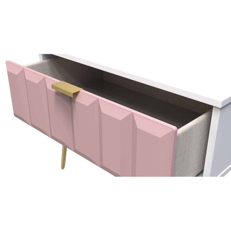 Allem 58cm W Manufactured Wood Bedside Table, Kobe Pink/White