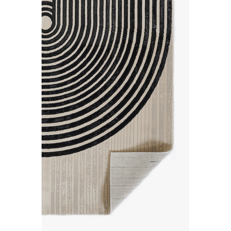 Xander Black Geometric Synthetic Area Rug, 3'11" x 5'7"