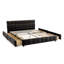 Grand lit tapissier gris foncé avec structure et tiroir solides - Sommeil moderne en tissu de taille confort-1096404973