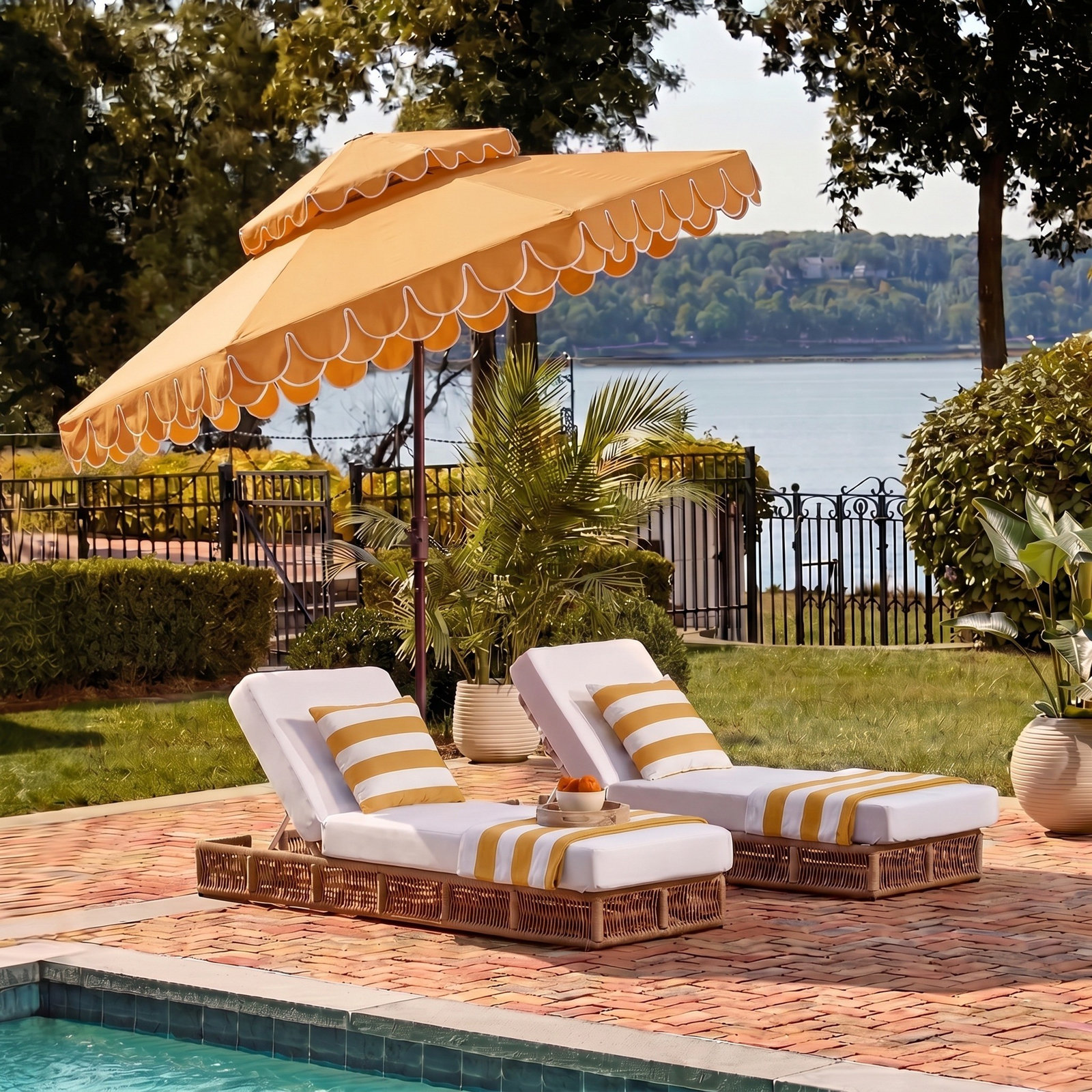 Amirreza 8.4' Umbrella, Yellow/White