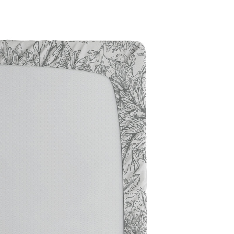 Ensemble de 2 draps-housses Ambesonne, Gris pâle, blanc / floral, Drap-housse de taille très grand