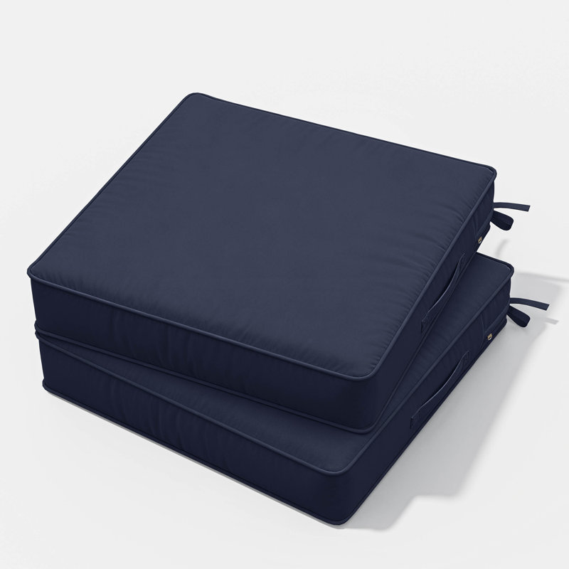 Outdoor Chair Seat Cushions，Water-Resistant Patio Chair Cushions With Handle And Non-Slip Bottom, 17" W x 16" D, Navy