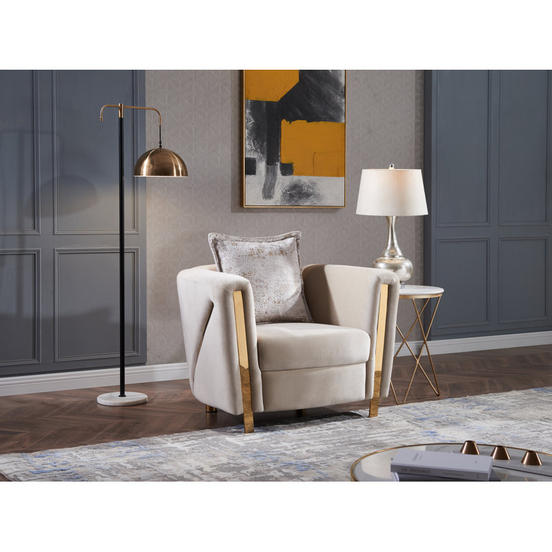 Nahri 41.2'' Velvet Chair, Beige Velvet