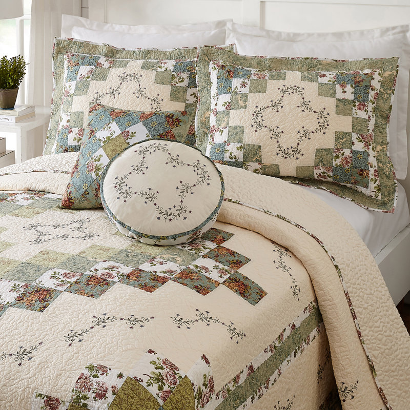 Olivia Round Embroidered Cotton Throw Pillow, 14-inch