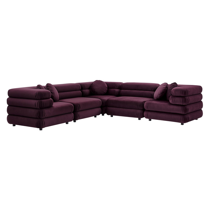 Canapé modulaire en velours 5 pièces Jubilee, Velours mûre