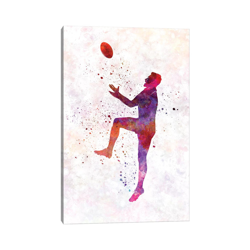Rugby Man Player In Watercolor I by Paul Rommer - Gallery-Wrapped Canvas Giclée on Canvas, No Frame, 20.32 cm H x 30.48 cm W