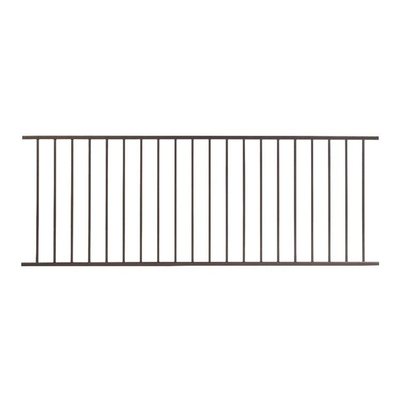 FORTRESS Fe26 2 in. x 45.5 in. Black Steel Railing Line Post with Brackets