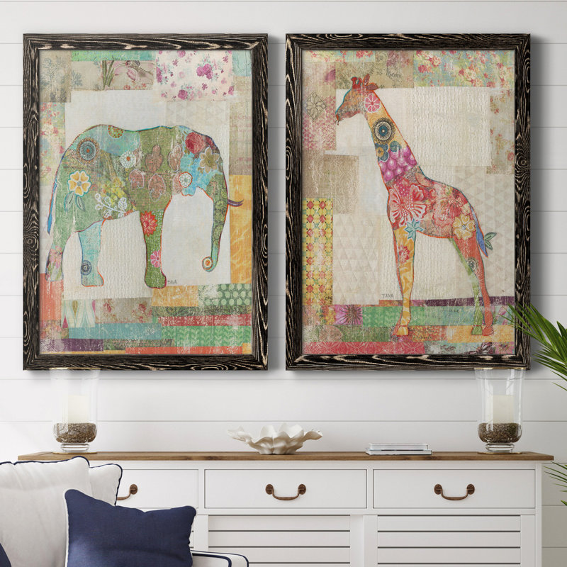 «Elephant Montage», ensemble de 2 impressions, H 37,5 po x l 55 po x P 1,5 po, Pas de tapis, H 31,5 po x l 47 po x P 1,5 po