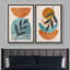 «Mid Century Shape Orange Green Pastel Polygon Abstract», reproduction d'art moderne sur toile encadrée 2 pièces-71660436-71660437