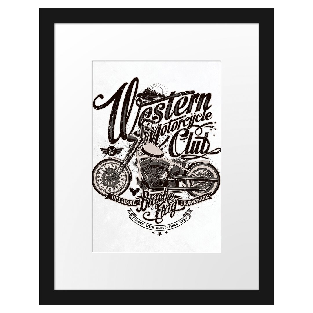 Gerahmtes Poster Motorrad-Club-Licht