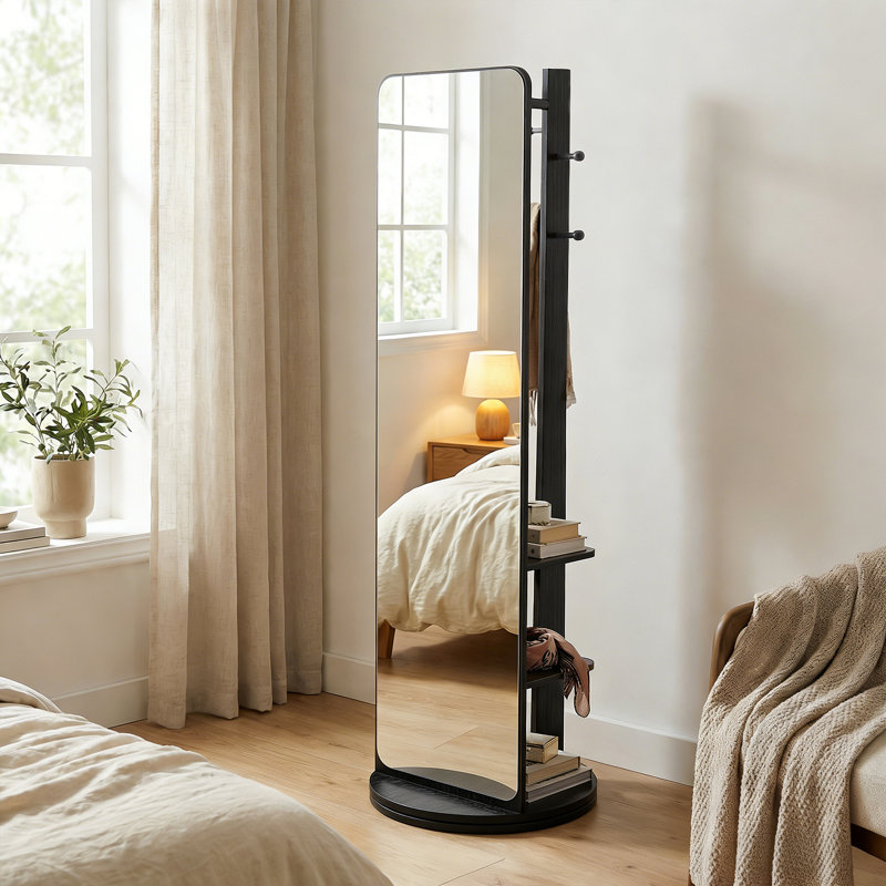 Square Floor Mirror, Black