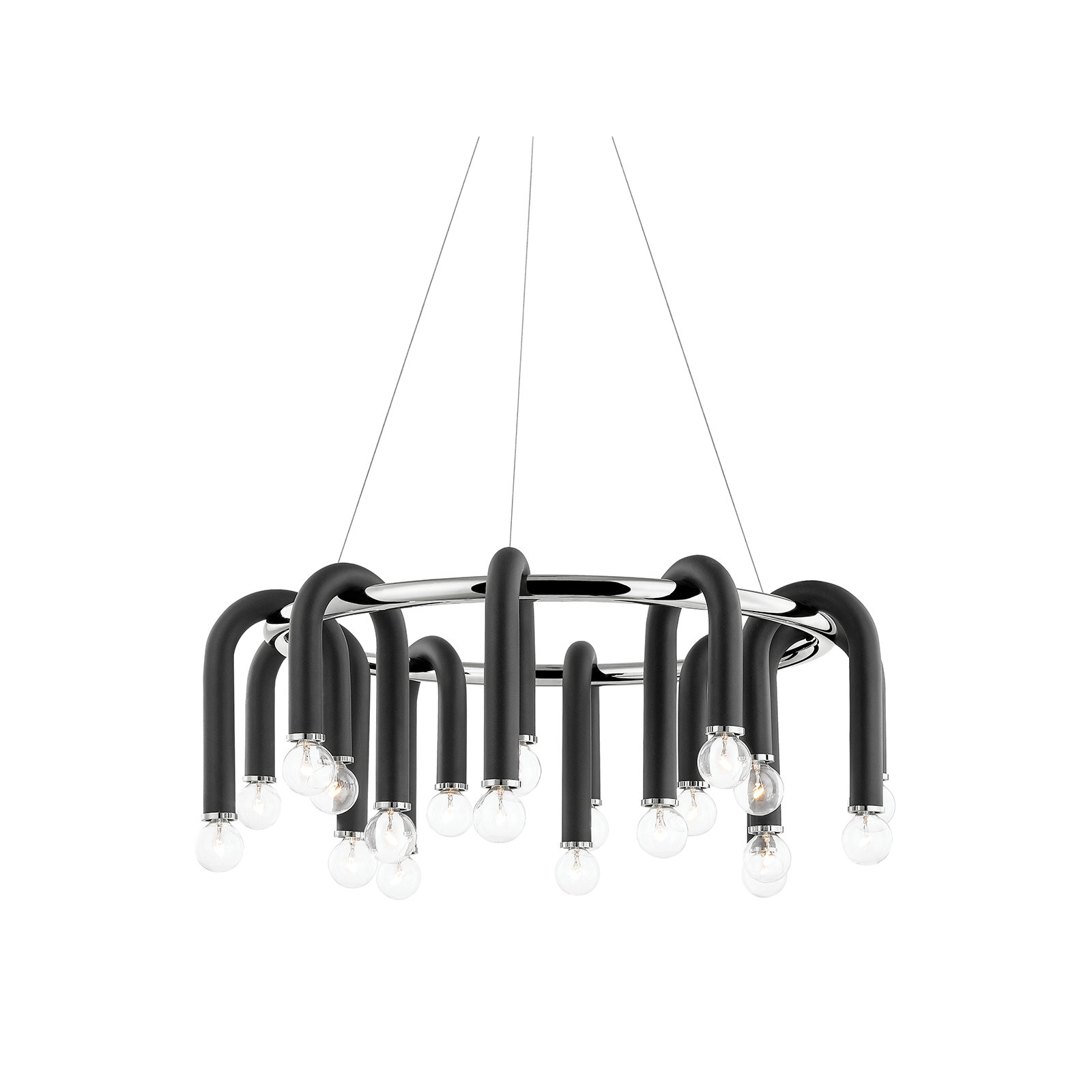 Rhea 20 - Light Chandelier, Polished Nickel/Black