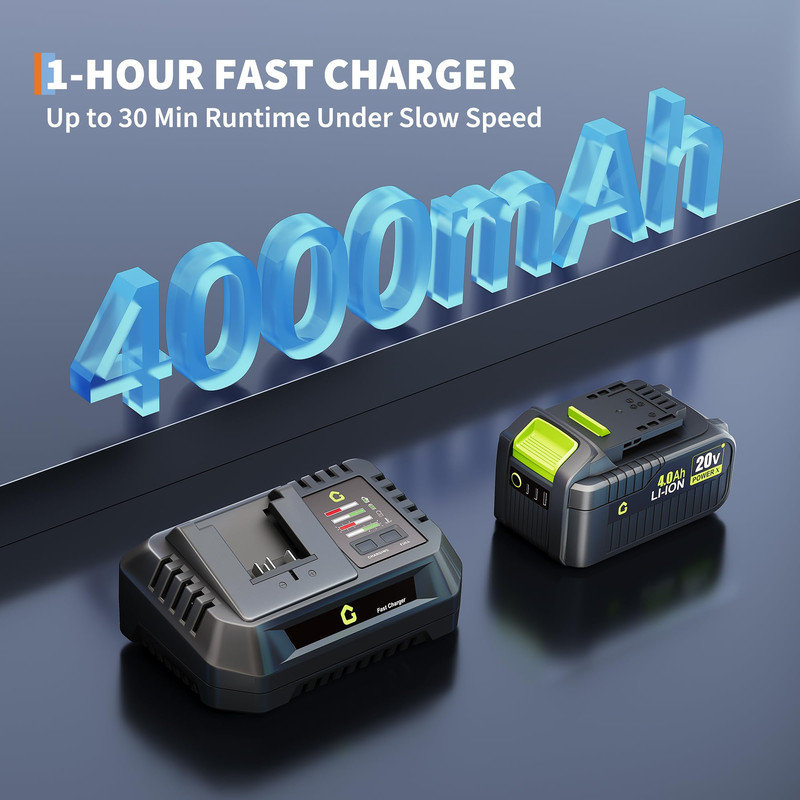 Souffleur de feuilles sans fil 20 V avec batterie et chargeur - Léger pour le nettoyage de la pelouse, du patio et du jardin