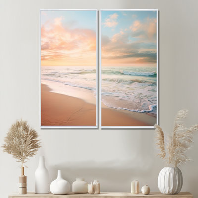 Beach Photo Coastal Tranquillity I - Beige, décoration murale 2 panneaux