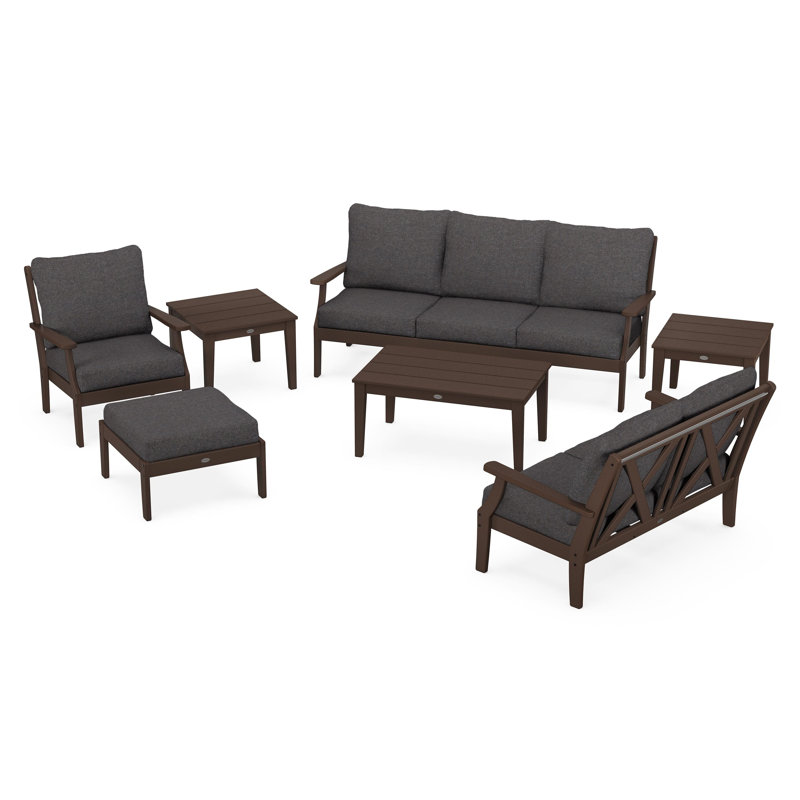 Braxton 7-Piece Deep Seating Set, Ash Charcoal, Mahogany