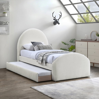 Chiu Chenille Fabric Upholstered Trundle Bed