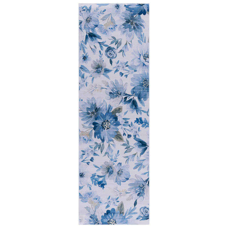 Caleel 852 Performance Machine Washable Floral Rug, Runner 2'6" x 8'