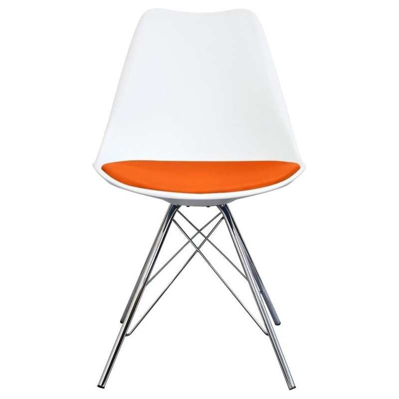 Topeka 45cm H Upholstered Side Chair, White/Orange