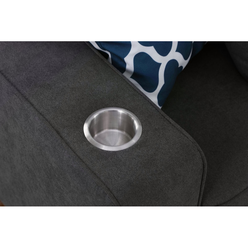 Canapé modulaire réversible en L 7 po avec tissu gris pierre et repose-pieds Cooper, Tissu gris