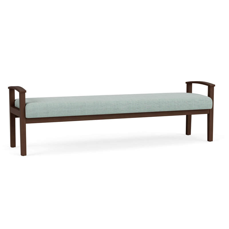 Banc en bois massif Amherst, Chambray écume de mer, Noyer Riftwood