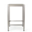 Table de bar d'extérieur légère en aluminium avec plateau en verre gris impureté et cadre antidérapant