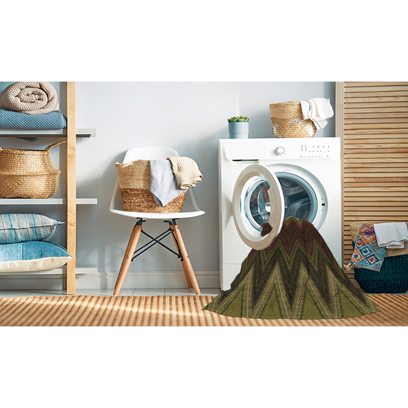 Tapis 100% à motifs lavables à la machine 2989 Pat3589-BRN, Carré 5 pi