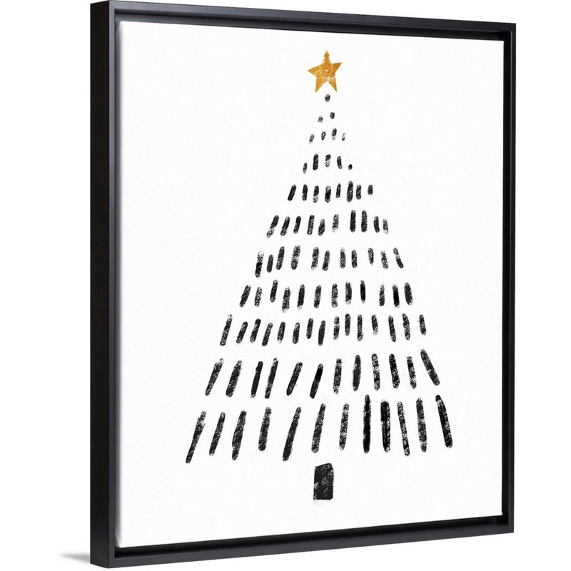 Arbre de Noël - reproduction d'art sur toile, Cadre noir, H 16 po x l 13 po x P 1,75 po