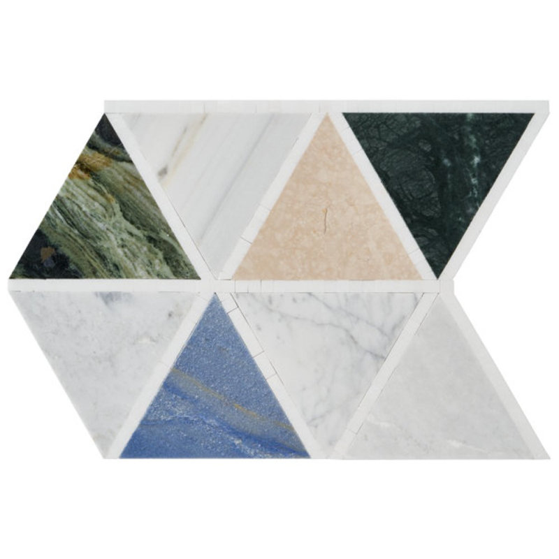 Valerie 6" Triangle Polished Marble Mosaic Tile