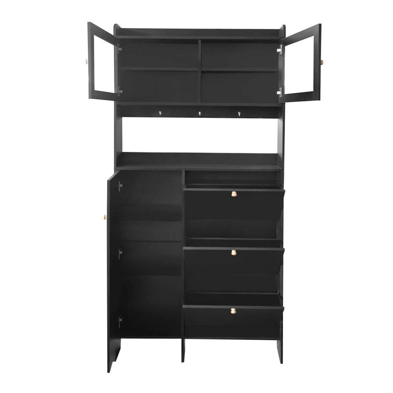 Armoire à chaussures avec rangement ouvert Travolta, Noir