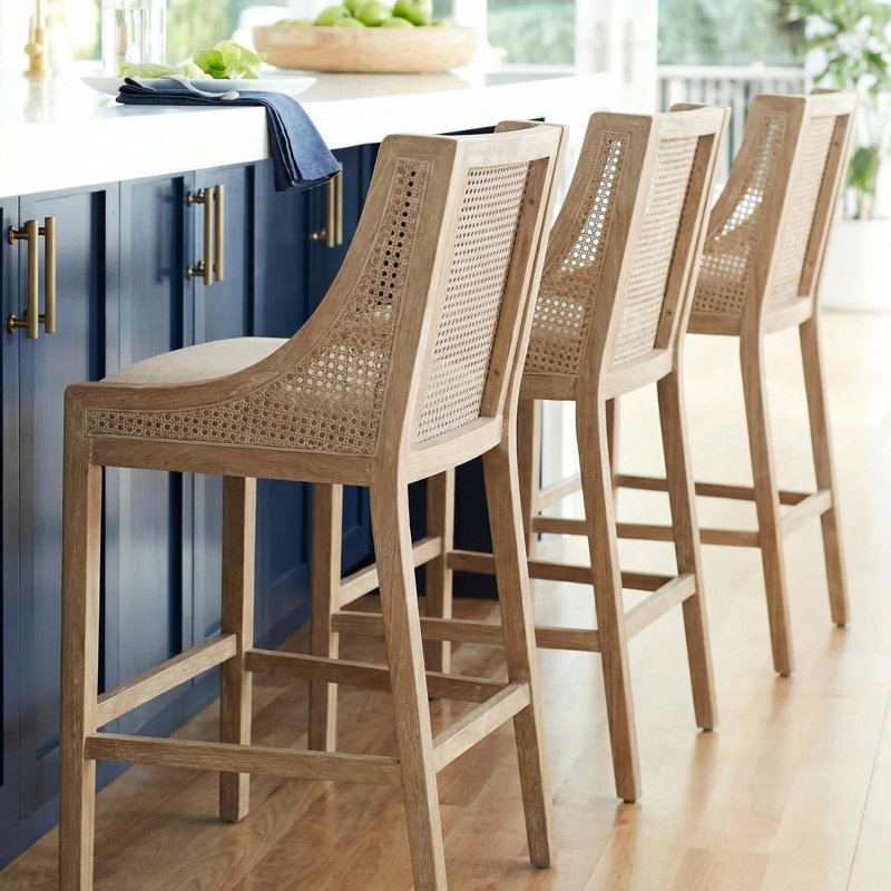 Tabouret de comptoir en bois massif 25,5 po Lonny, Beige